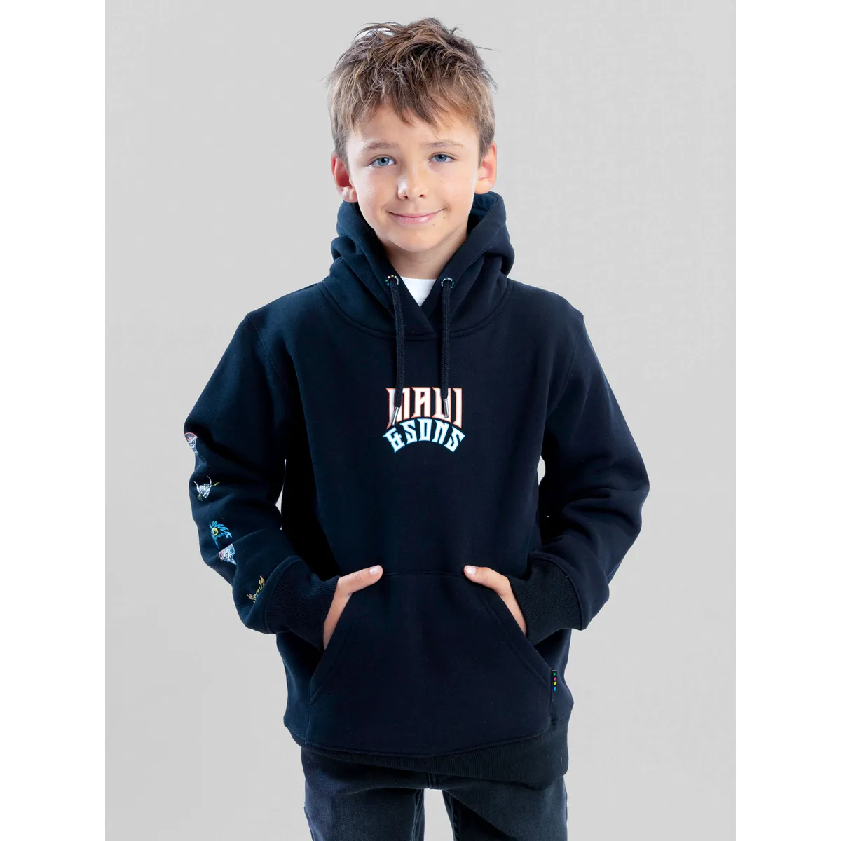 MAUI AND SONS - Poleron Canguro Seapath Negro Infantil Maui And Sons