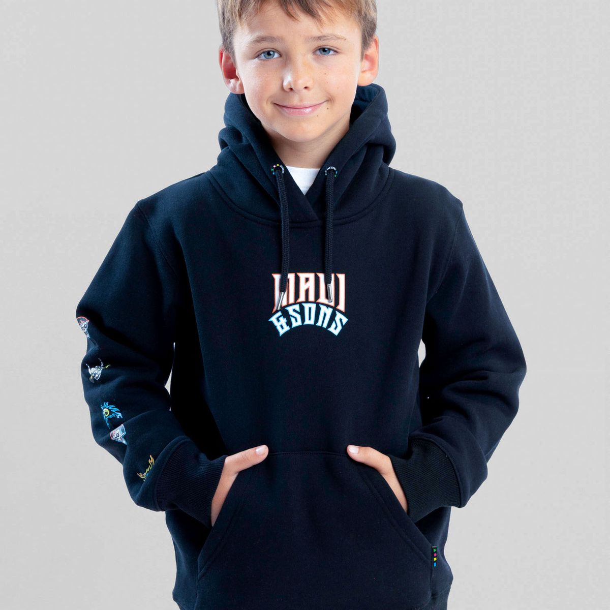 MAUI AND SONS - Poleron Canguro Seapath Negro Infantil Maui And Sons