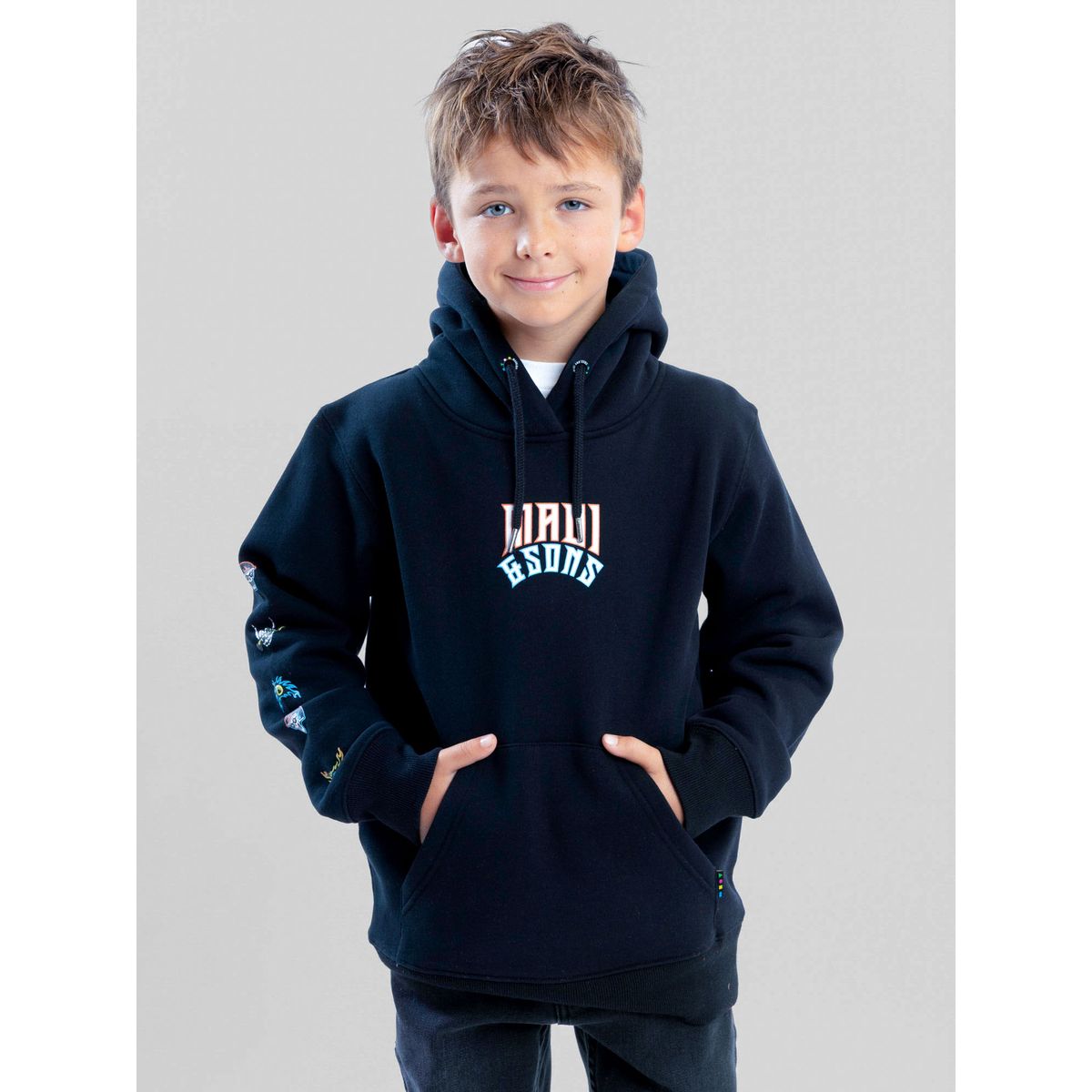 MAUI AND SONS - Poleron Canguro Seapath Negro Infantil Maui And Sons