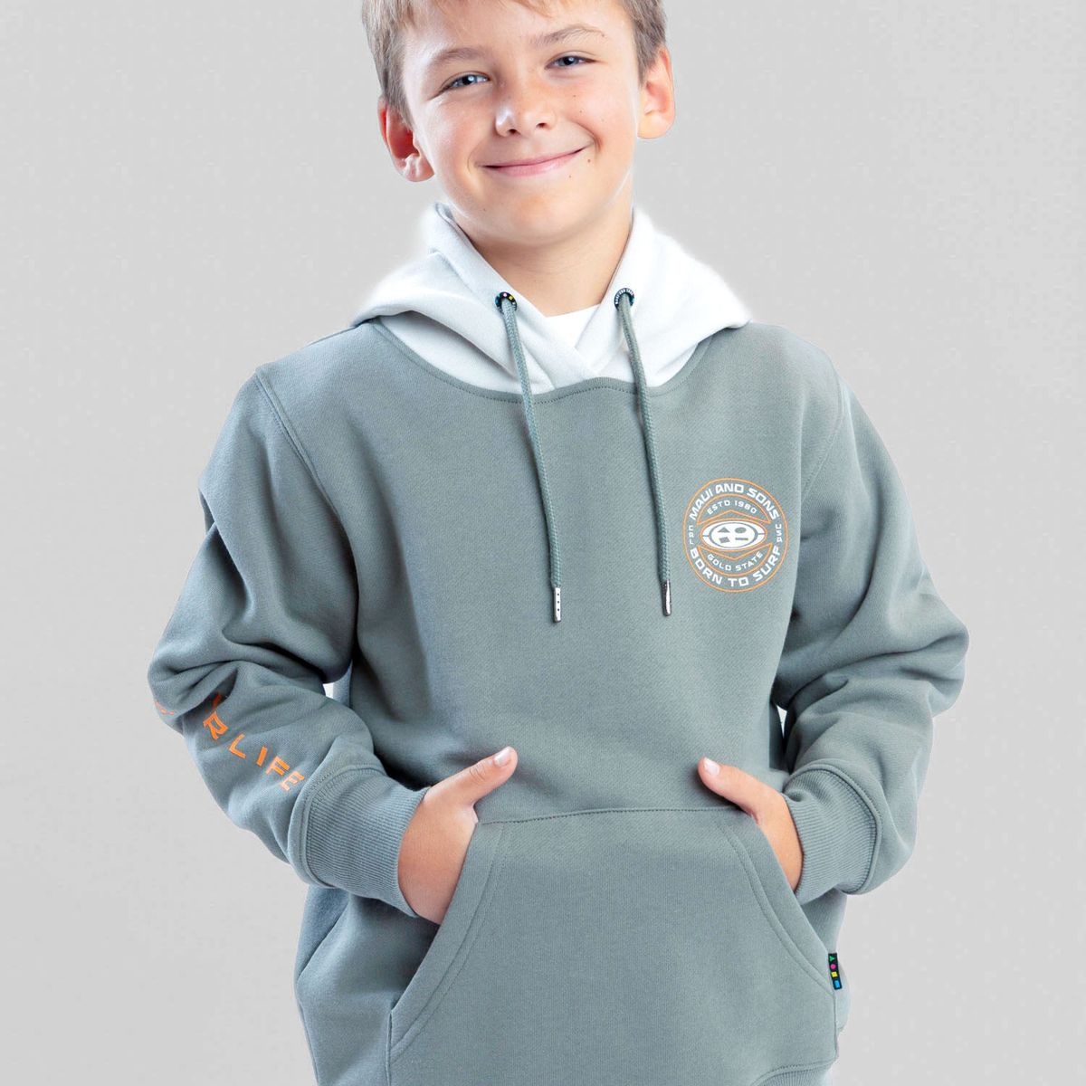 MAUI AND SONS - Poleron Canguro Clearwater Verde Infantil Maui And Sons