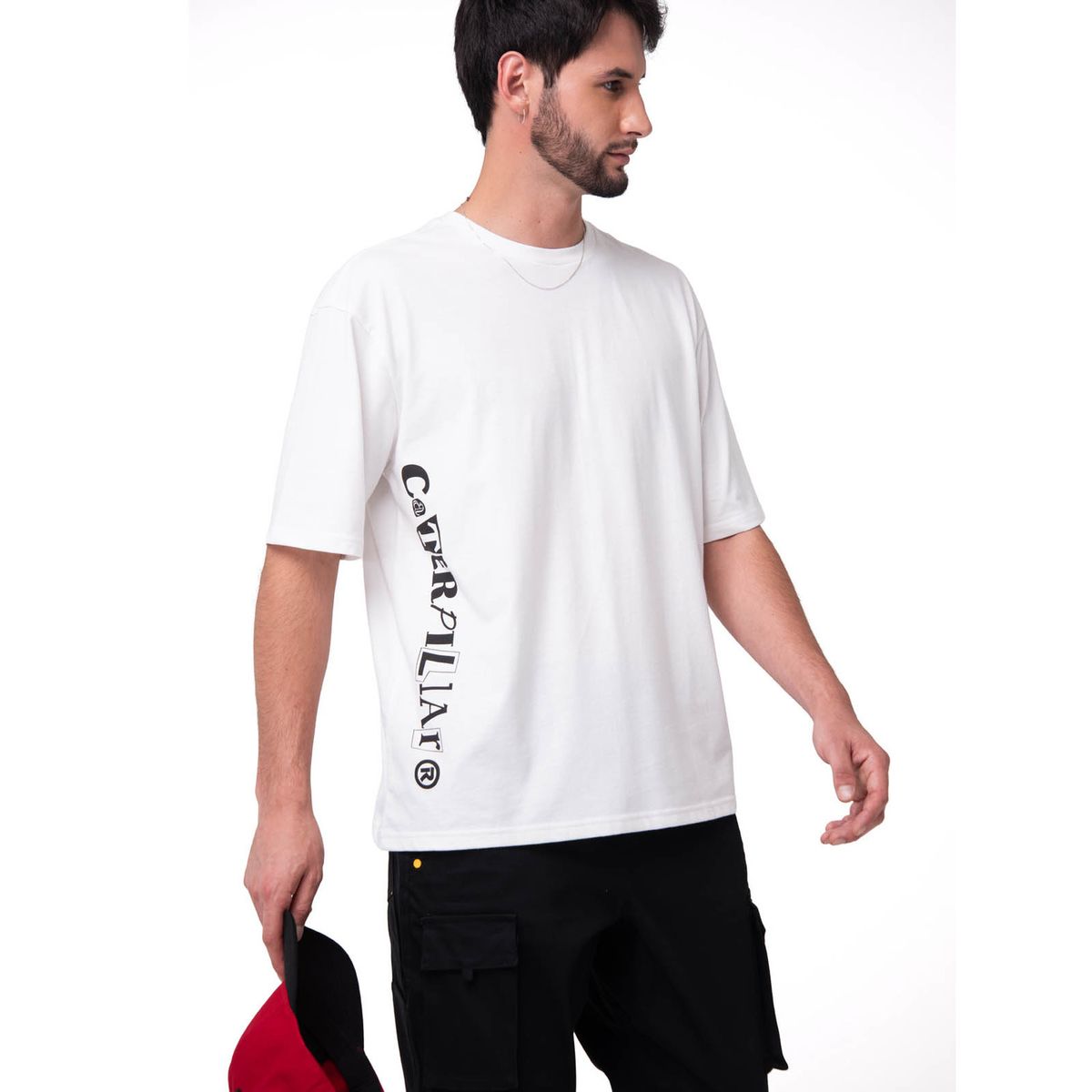 CAT - Polera Manga Corta Hombre Diseño SCI FI Blanco CAT