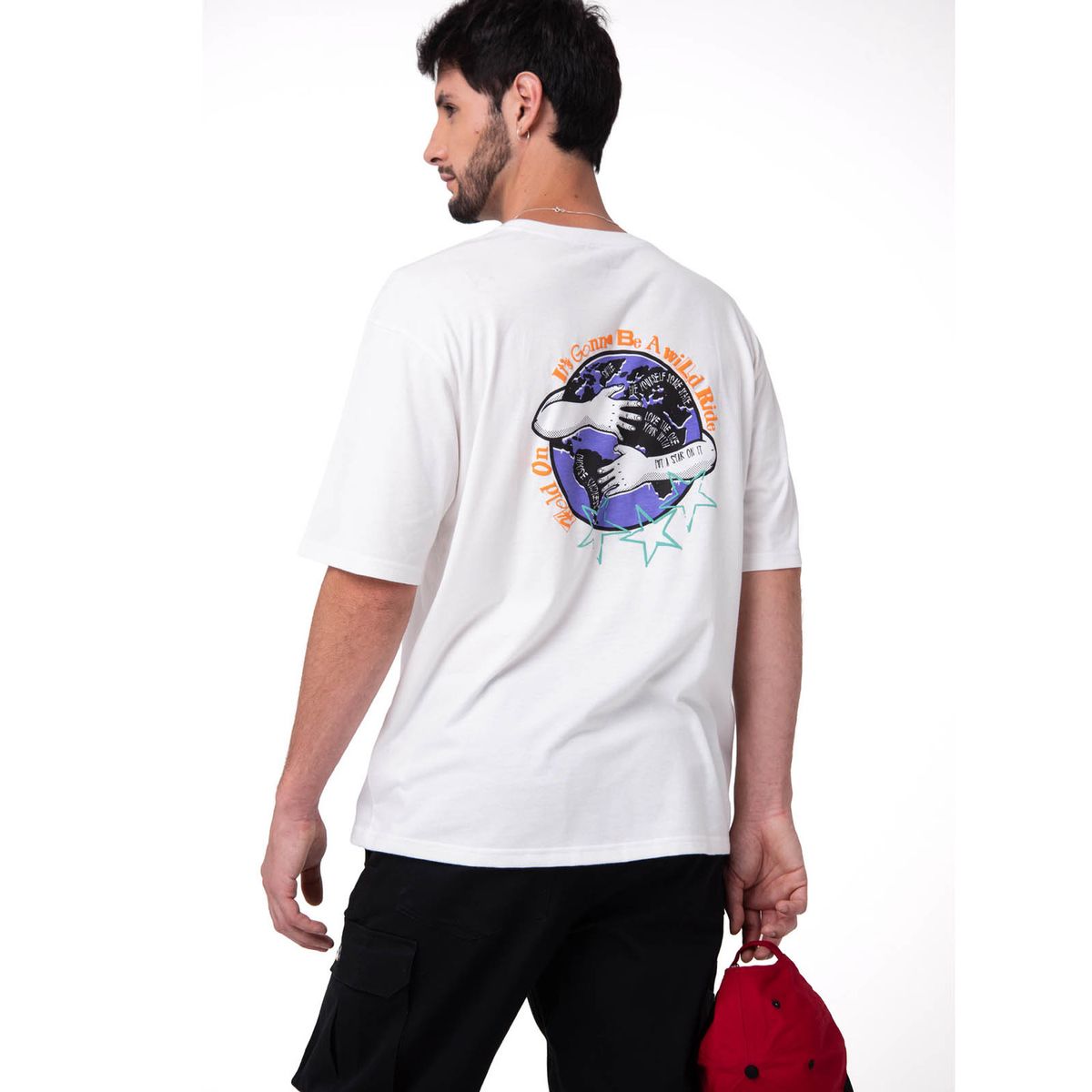 CAT - Polera Manga Corta Hombre Diseño SCI FI Blanco CAT