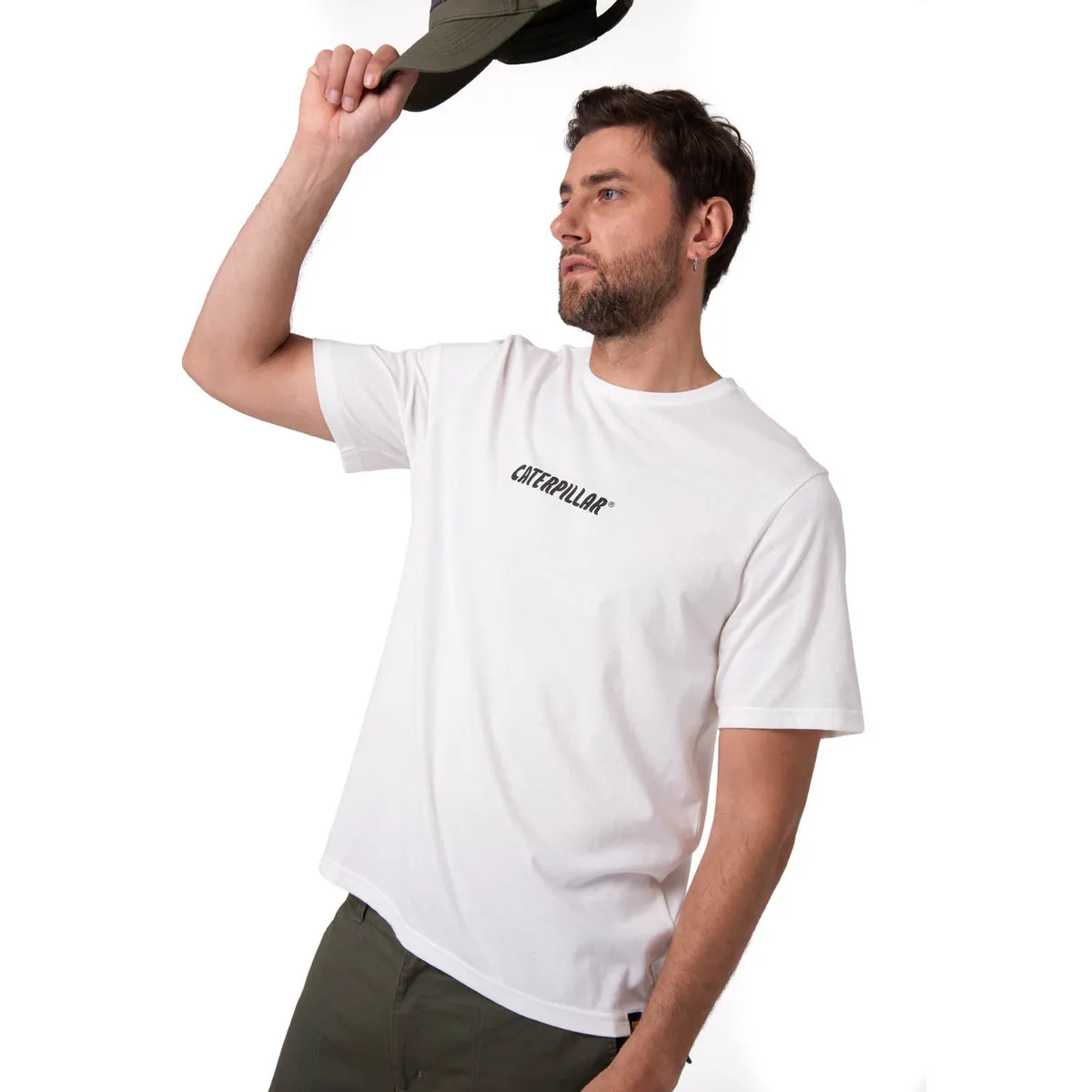 CAT - Polera Manga Corta Hombre Graphic Moto Blanco CAT
