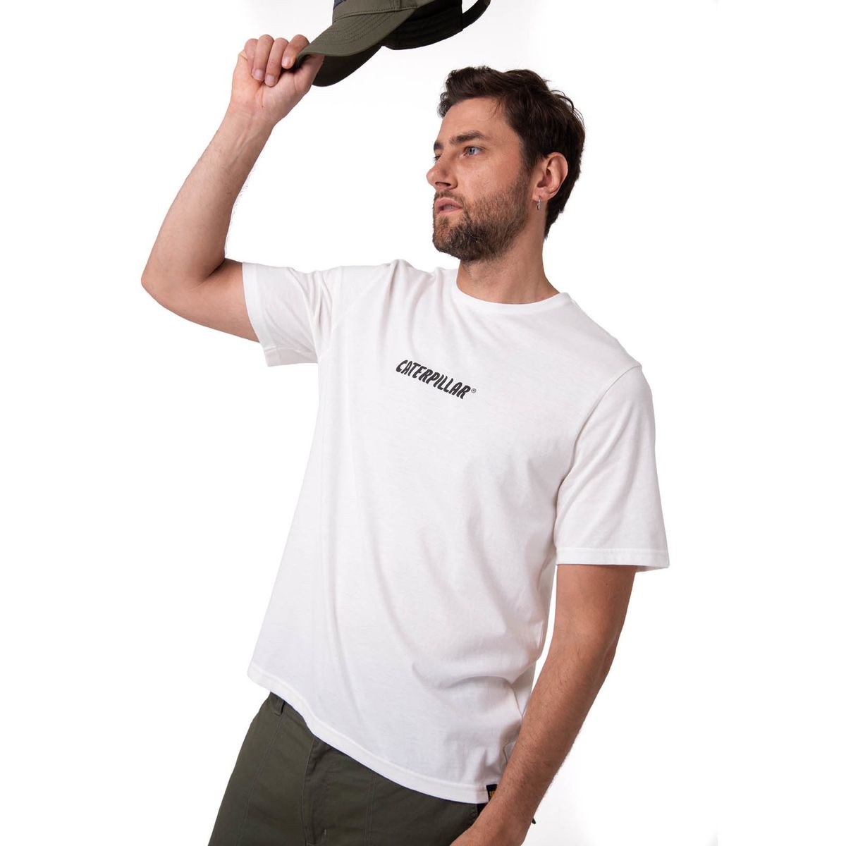 CAT - Polera Manga Corta Hombre Graphic Moto Blanco CAT