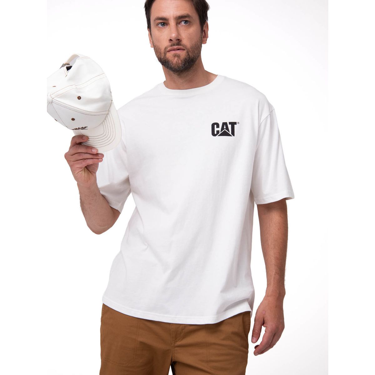 CAT - Polera Manga Corta Hombre Relaxed Danny Blanco CAT