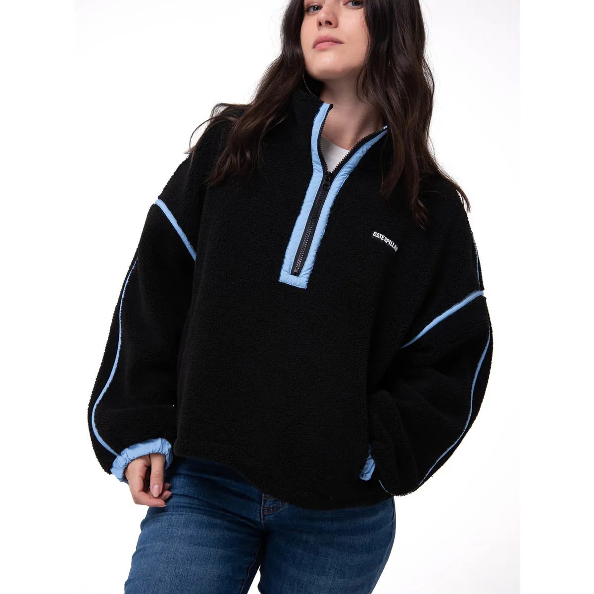 CAT - Polar Mujer Relaxed Half Zip Negro CAT