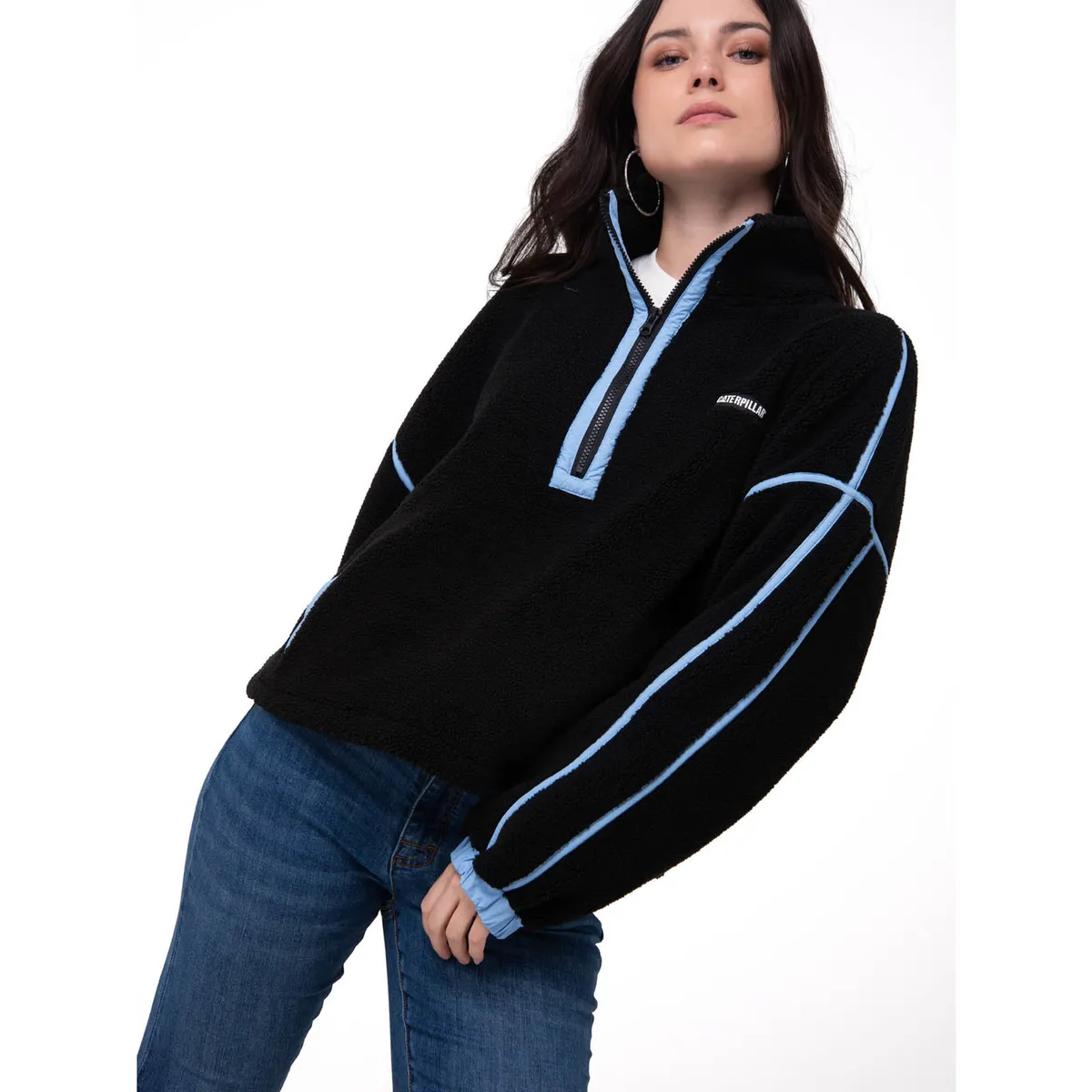 CAT - Polar Mujer Relaxed Half Zip Negro CAT