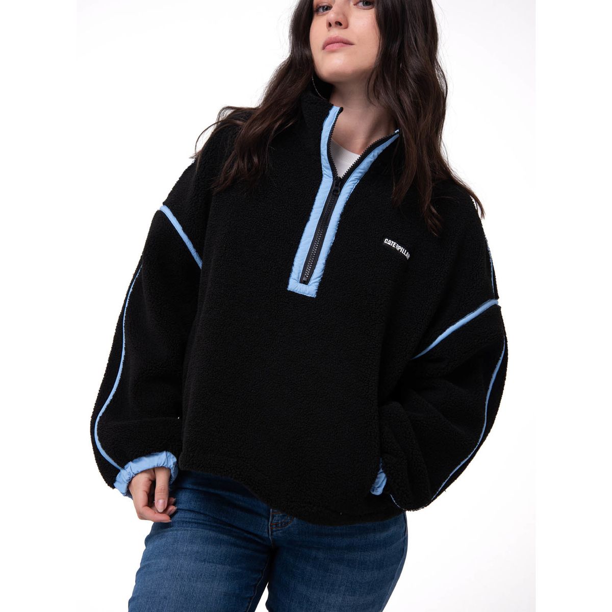 CAT - Polar Mujer Relaxed Half Zip Negro CAT