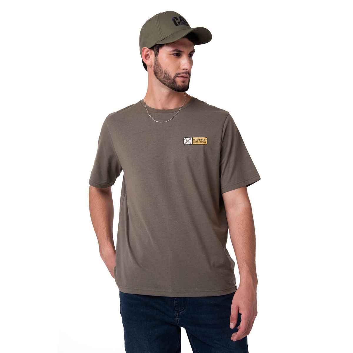 CAT - Polera Manga Corta Hombre Sales And Service Verde CAT