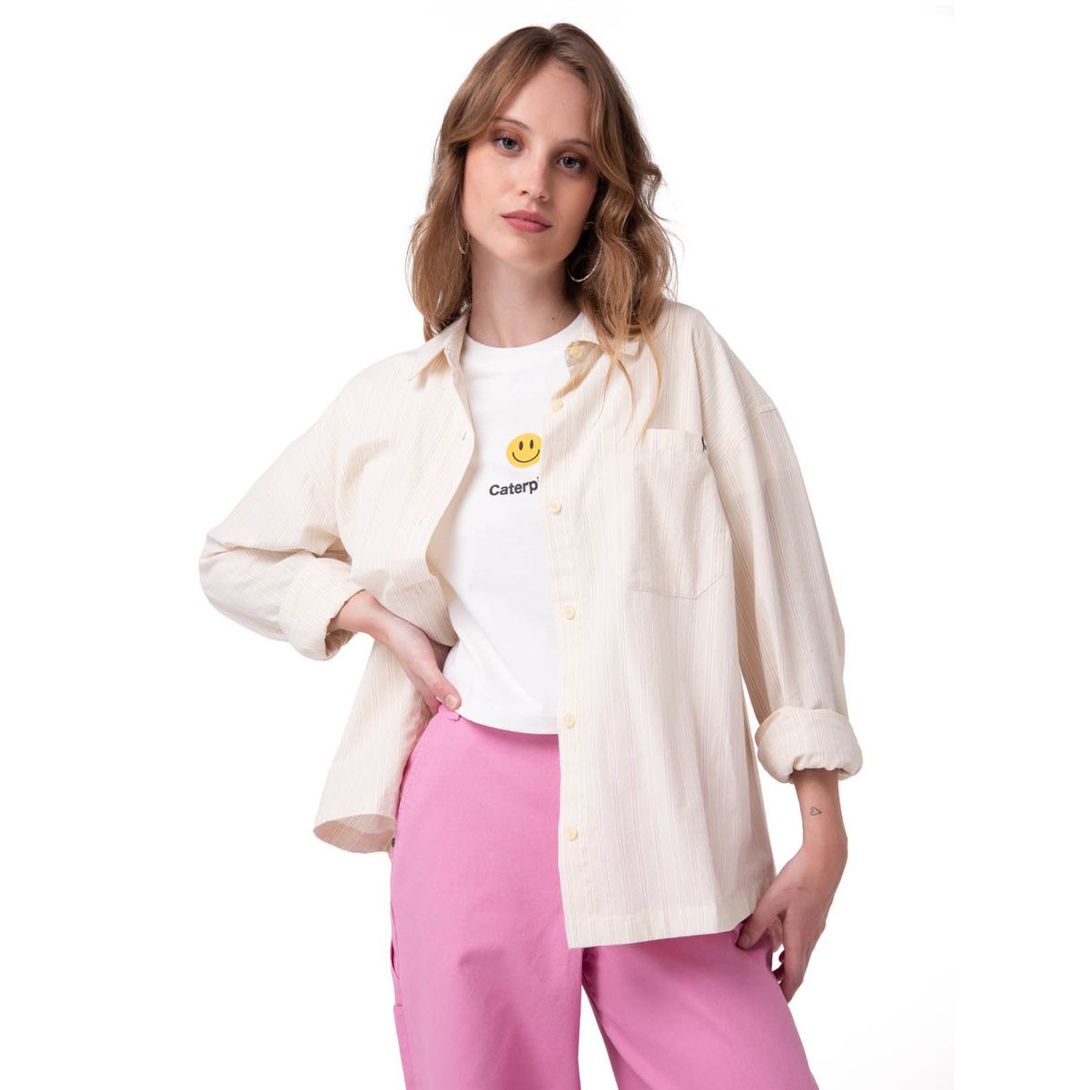 CAT - Camisa Manga Larga Mujer Oversized Blanco CAT