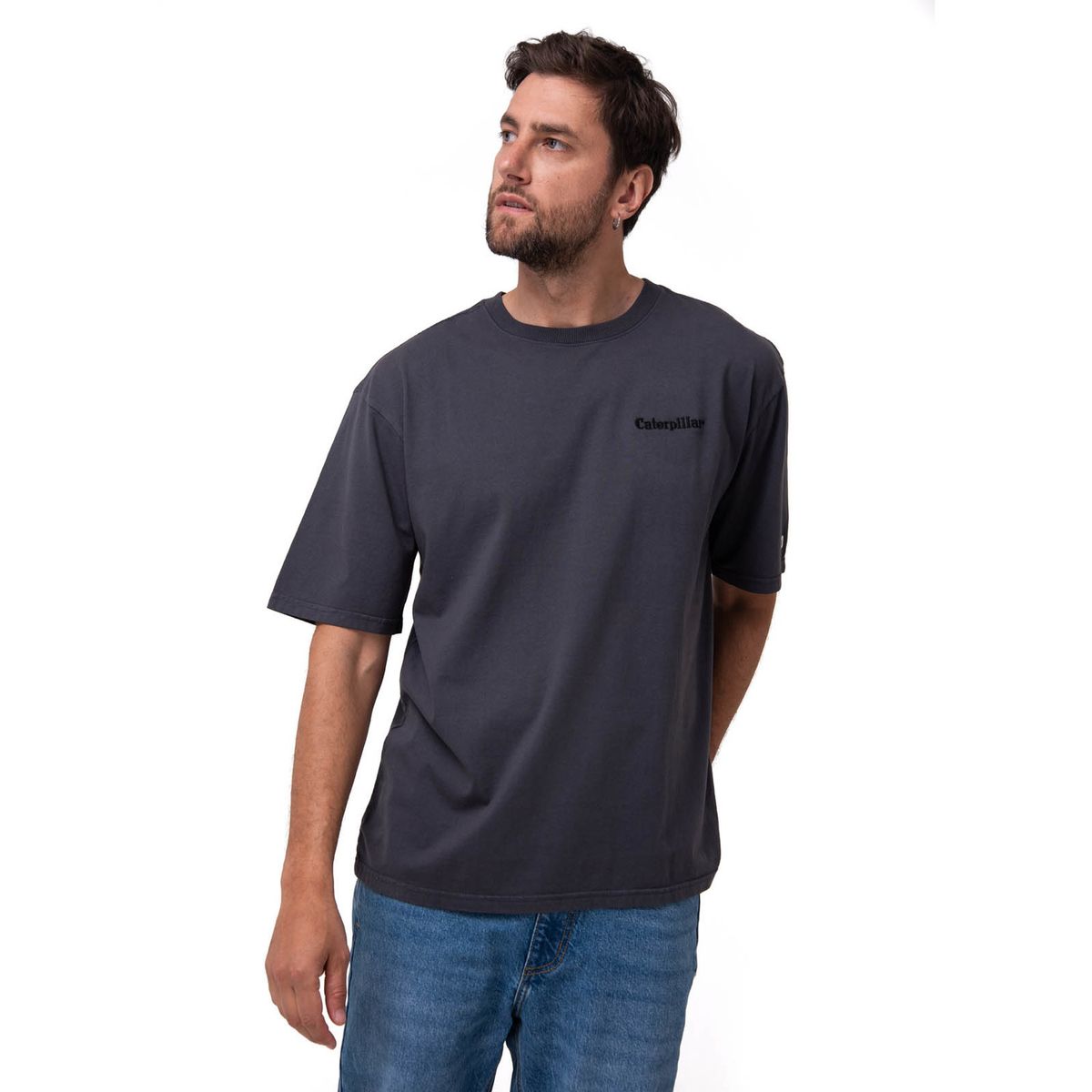CAT - Polera Manga Corta Heavyweight Relaxed Negro CAT