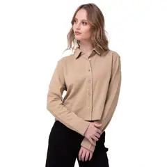 CAT - Camisa Manga Larga Mujer Waffle Knit Beige