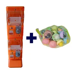 GENERICO - Gashapon doble fluor Naranjo + 200 cápsulas de 75mm (7,5 cm)