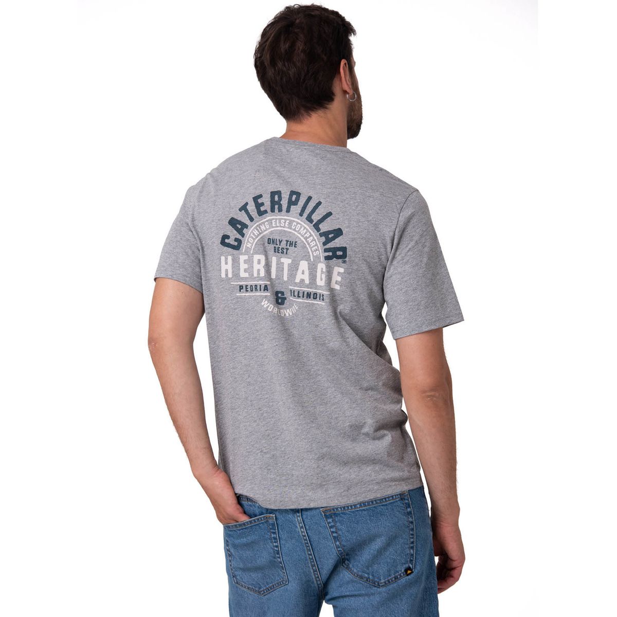 CAT - Polera Manga Corta Hombre Heritage Gris CAT