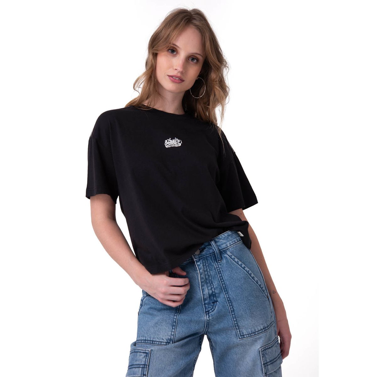 CAT - Polera Manga Corta Mujer Caterpillar Culture Negro CAT