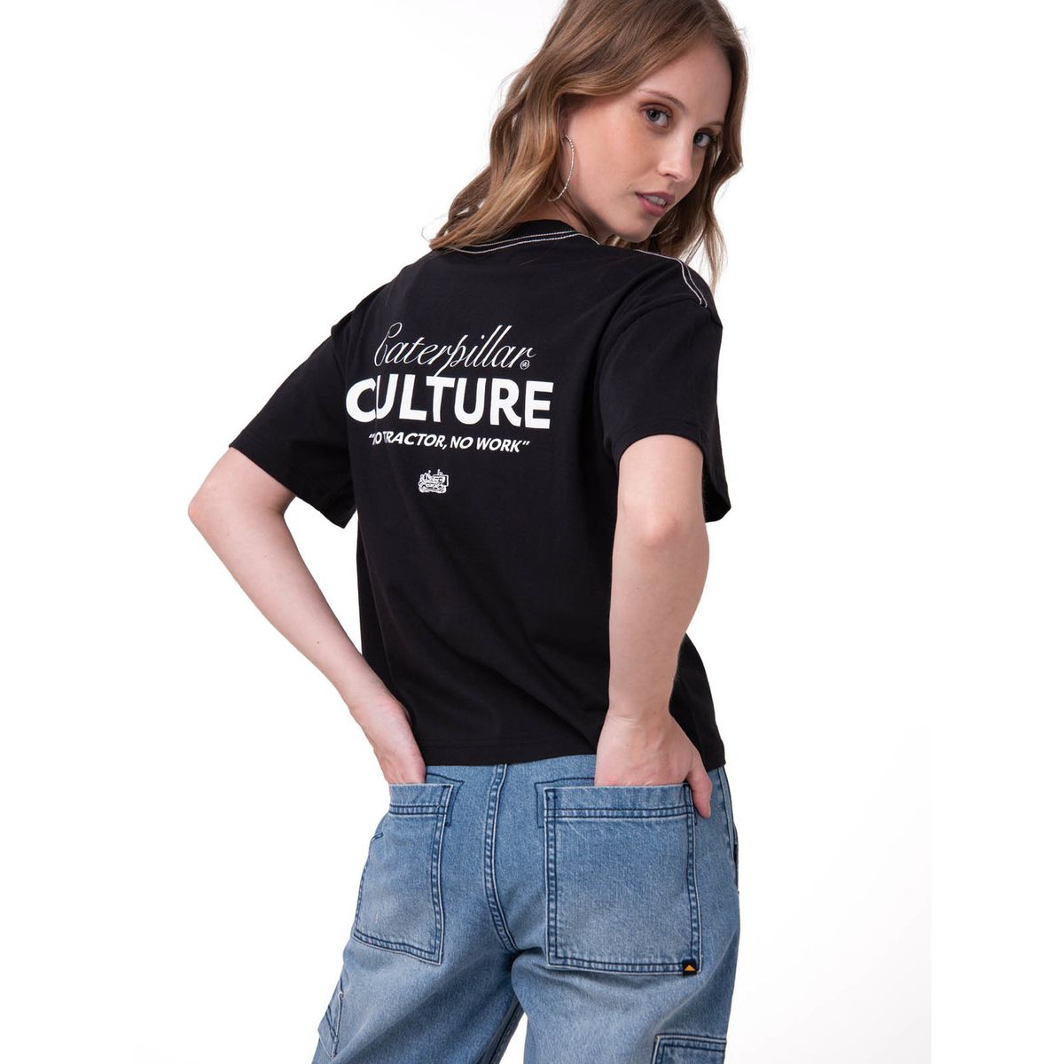 CAT - Polera Manga Corta Mujer Caterpillar Culture Negro CAT