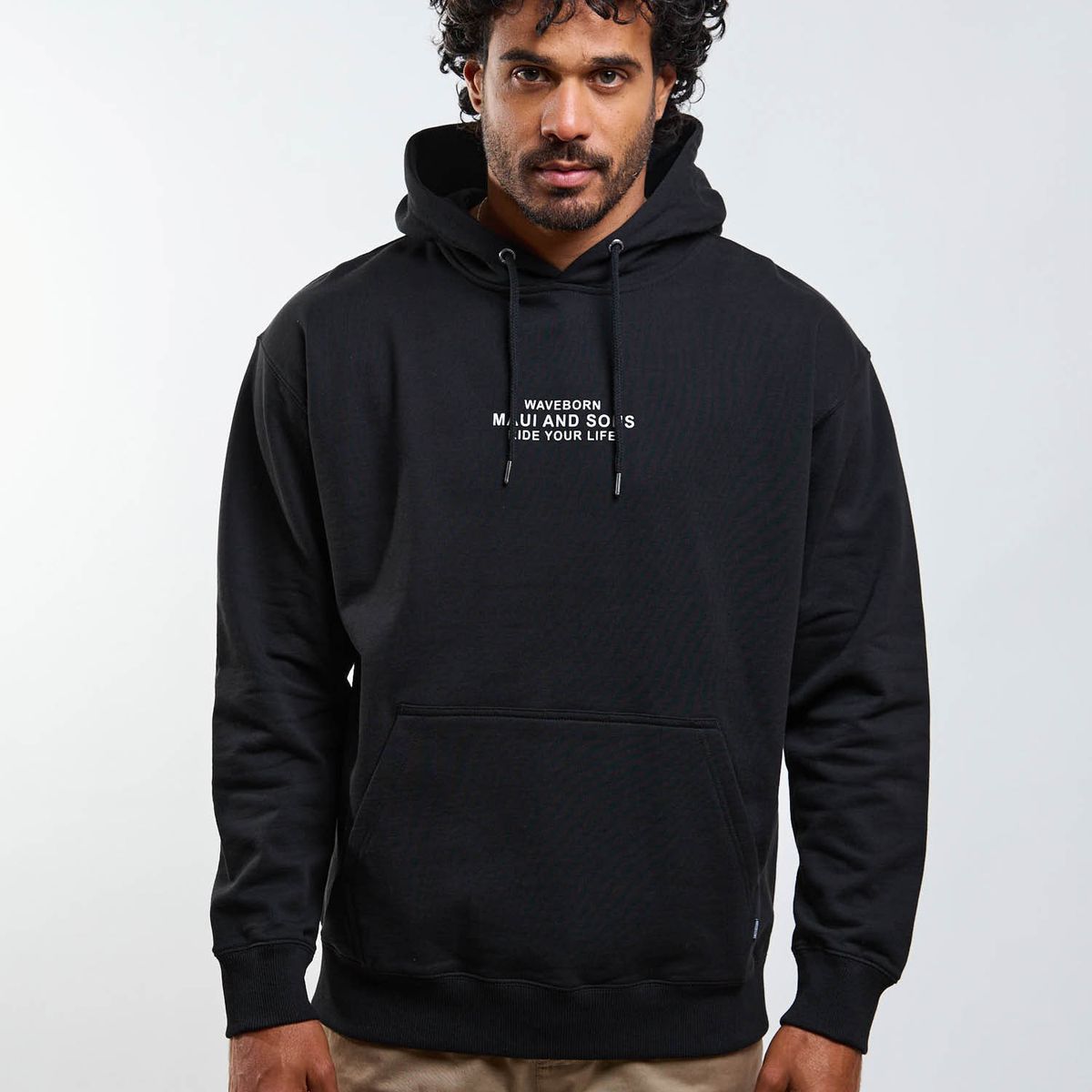 MAUI AND SONS - Poleron Canguro Waveborn Negro Hombre Maui And Sons