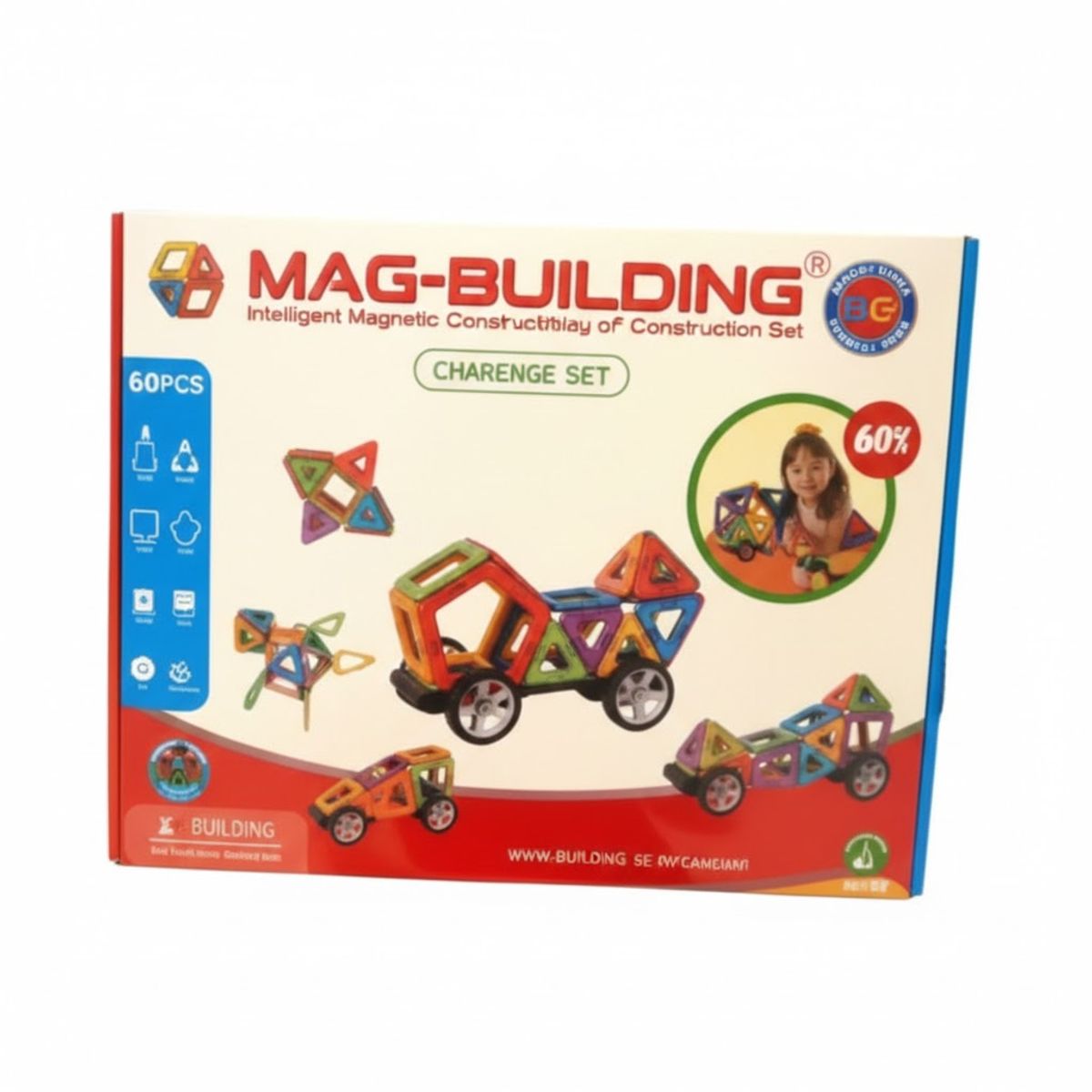 GENERICO - Juego Didactico Bloques de Construccion Magnetico 56 piezas
