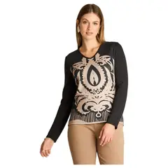 LORENZO DI PONTTI - Polera Estampada Mujer Negro