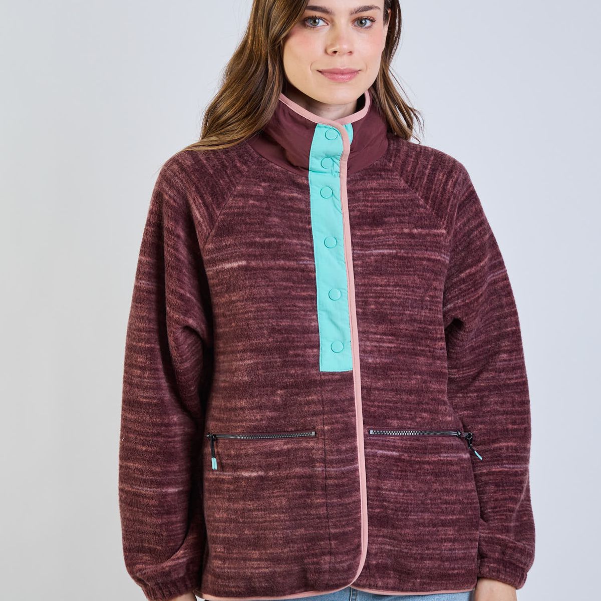 MAUI AND SONS - Poleron Polar Vintage Khaki Multicolor Mujer Maui And Sons