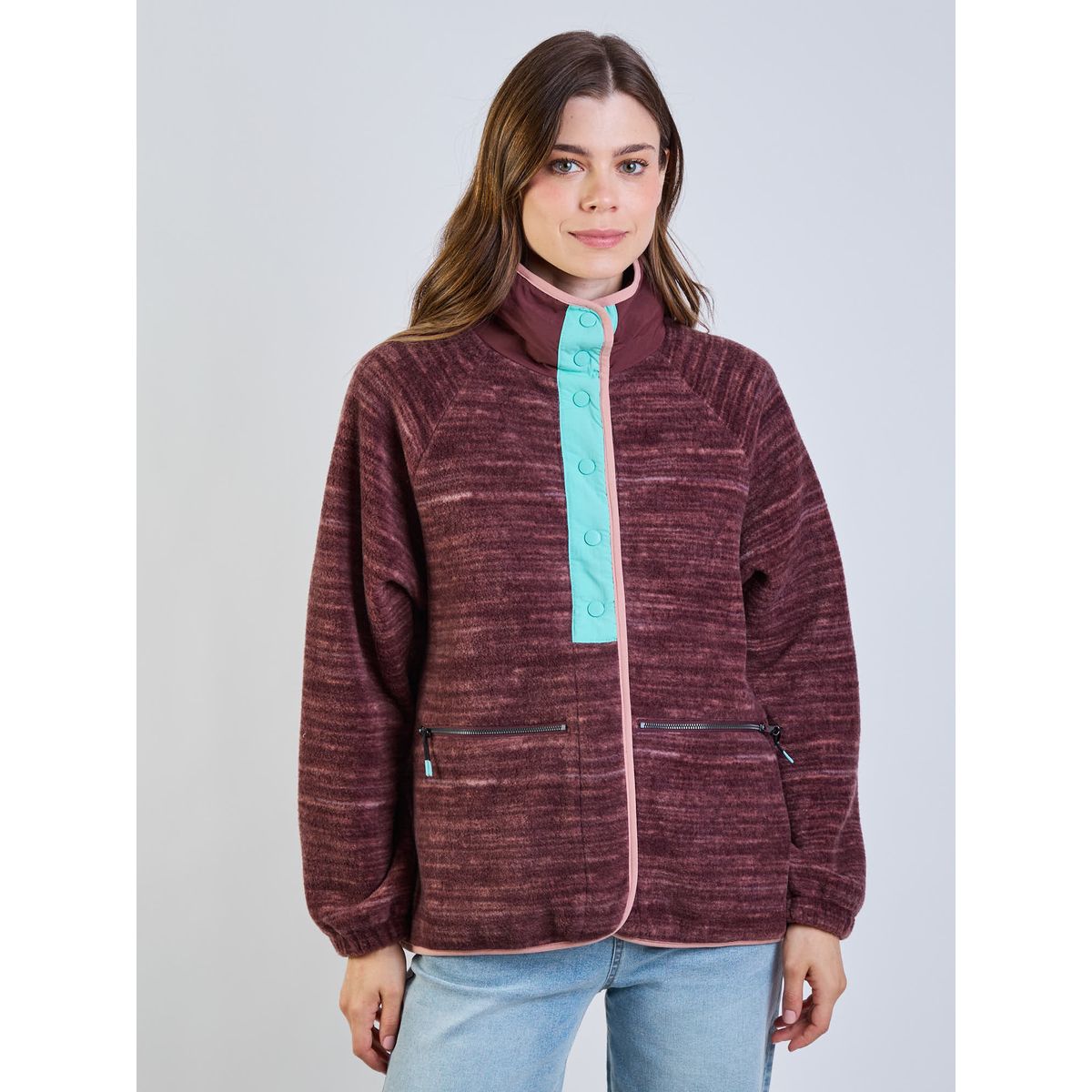 MAUI AND SONS - Poleron Polar Vintage Khaki Multicolor Mujer Maui And Sons