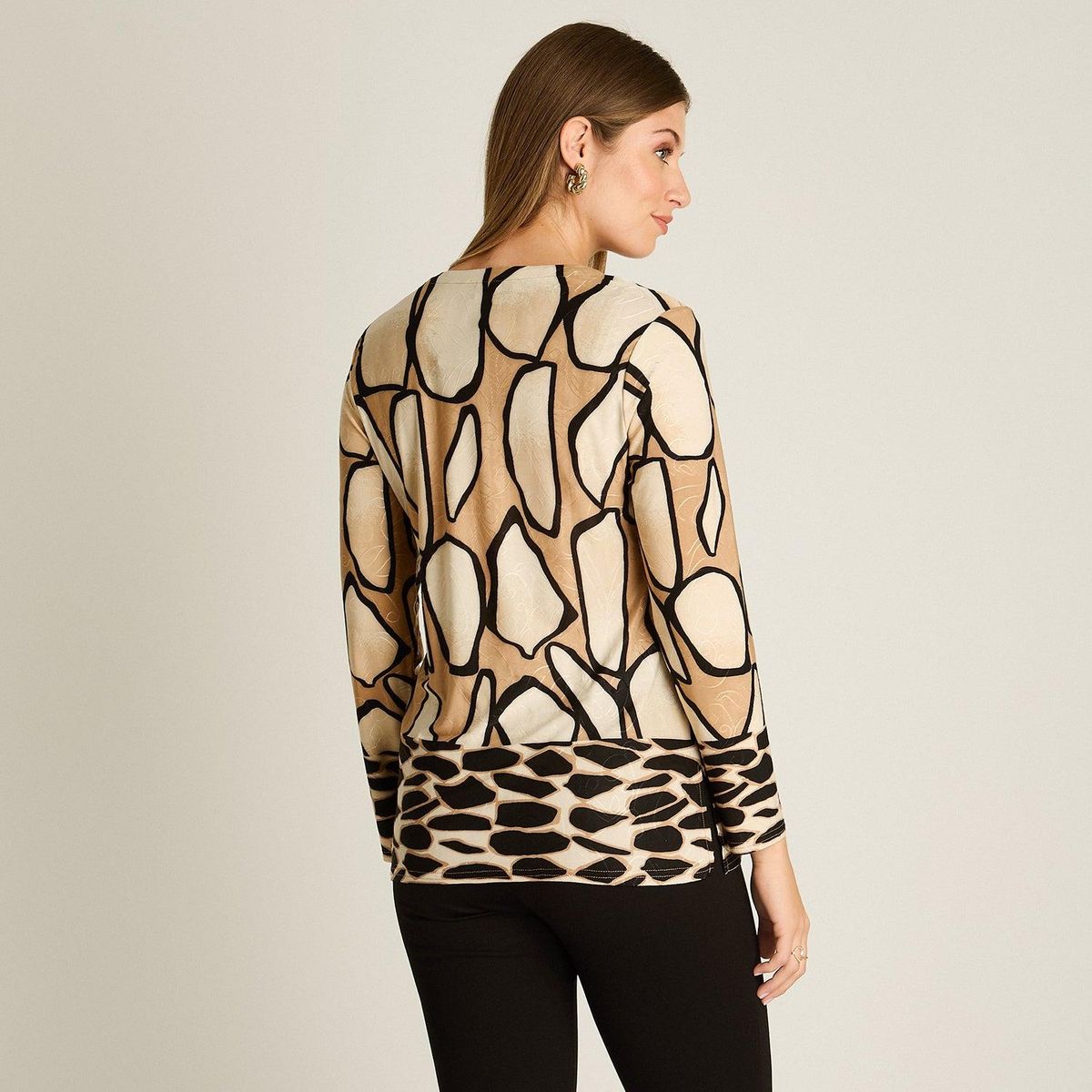 LORENZO DI PONTTI - Polera Manga Larga Estampada Con Detalle en el Escote