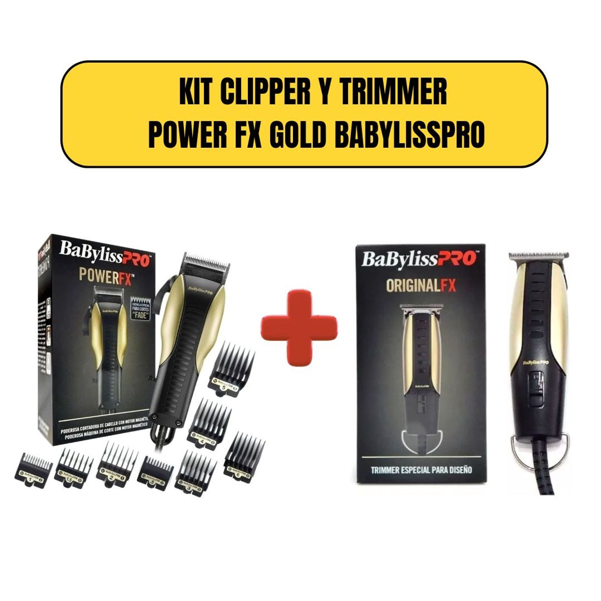 BABYLISS PRO - Kit Clipper Y Trimmer Power Fx Gold Babylisspro