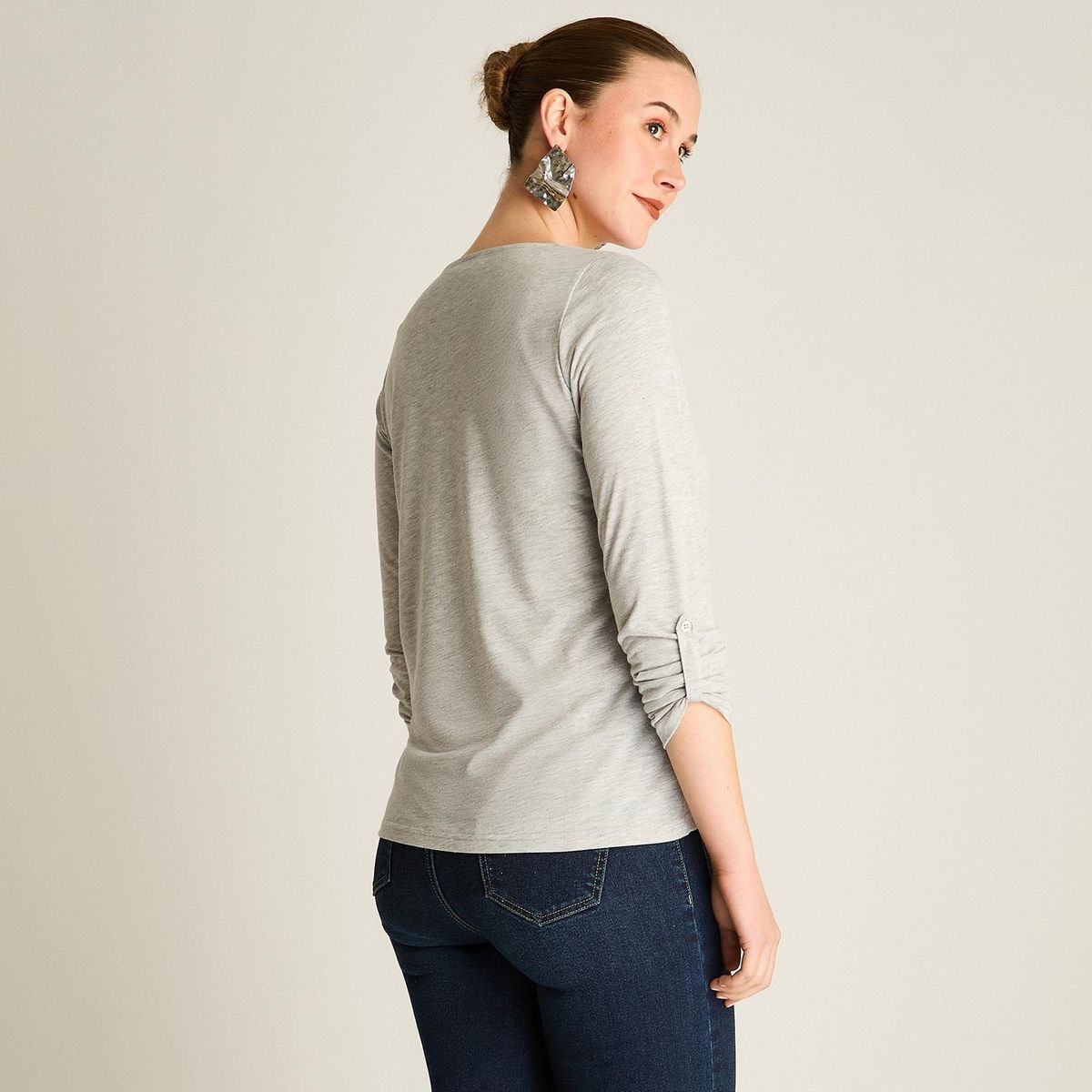LORENZO DI PONTTI - Polera Escote V Mujer Gris