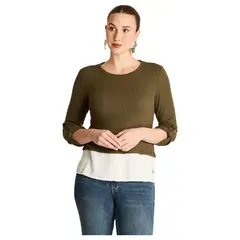 LORENZO DI PONTTI - Polera de Lanilla Verde Manga Larga con Roll Up