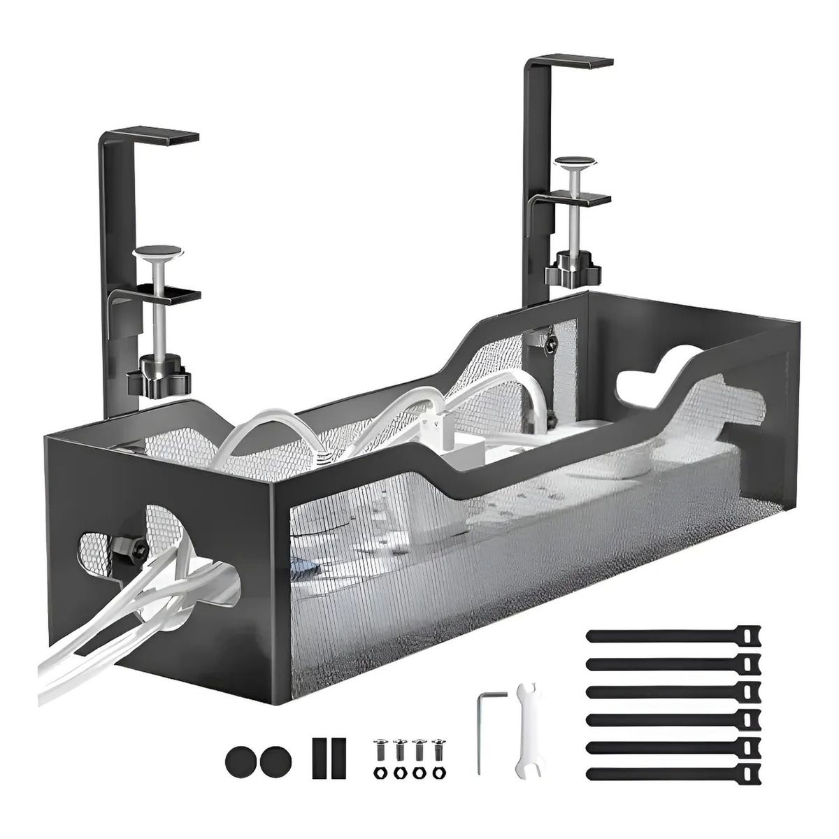 GENERICO - Bandeja Organizadora De Cables De Escritorio Metal Ajustable
