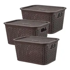 GENERICO - Caja Organizadora Plástica Rectangular Chocolate 14L