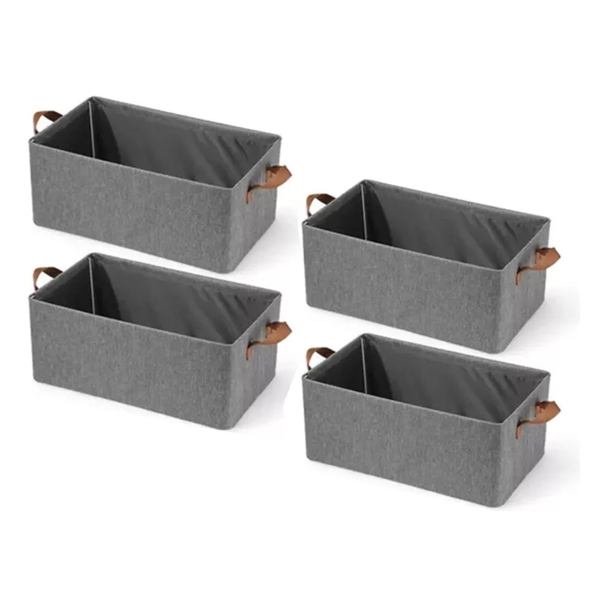 GENERICO - Cajas Organizadoras Rectangulares Tela Gris Plegables Con Asas