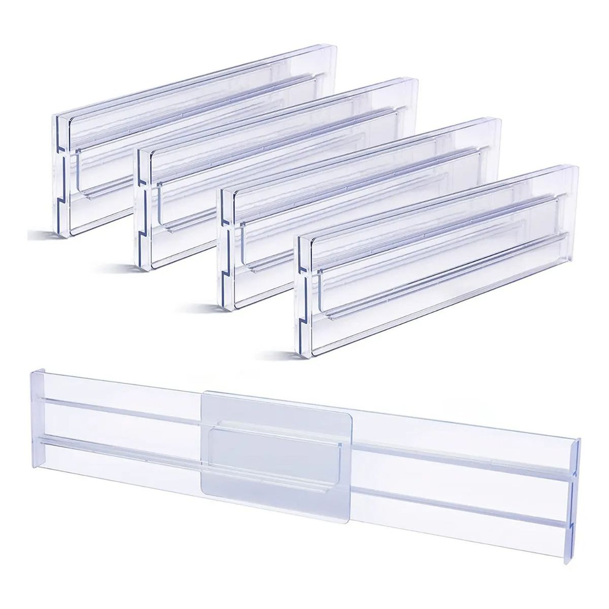 GENERICO - Divisor De Cajón Ajustable Transparente 28cm x 8cm 4 Piezas
