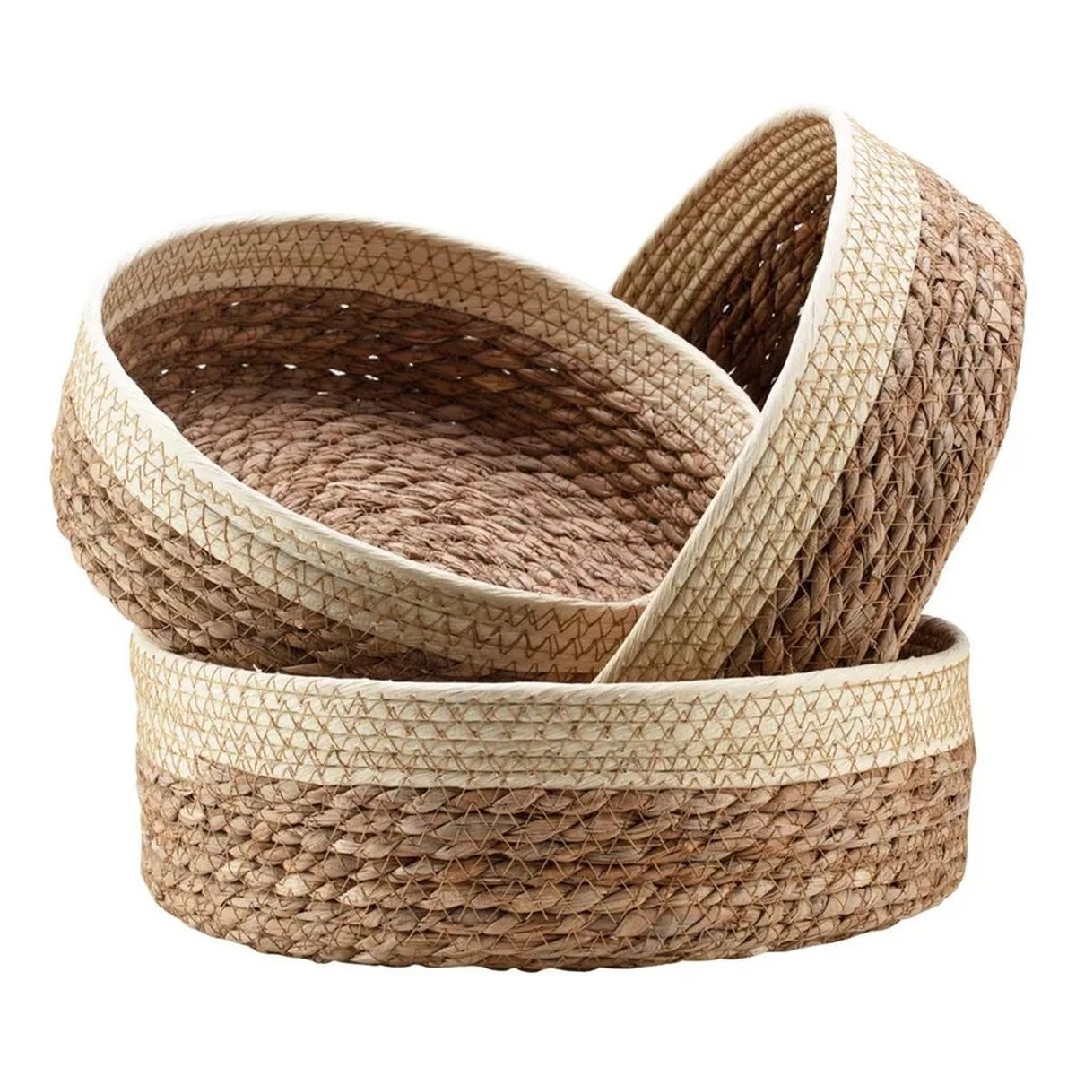 GENERICO - Cestas Decorativas de Fibra Natural Tejida Set de 3