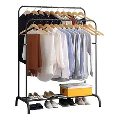 GENERICO - Colgador de Ropa Metálico Negro con Estantes Ajustables