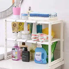 GENERICO - Estante Organizador Ajustable Plástico y Metal Blanco Multiuso