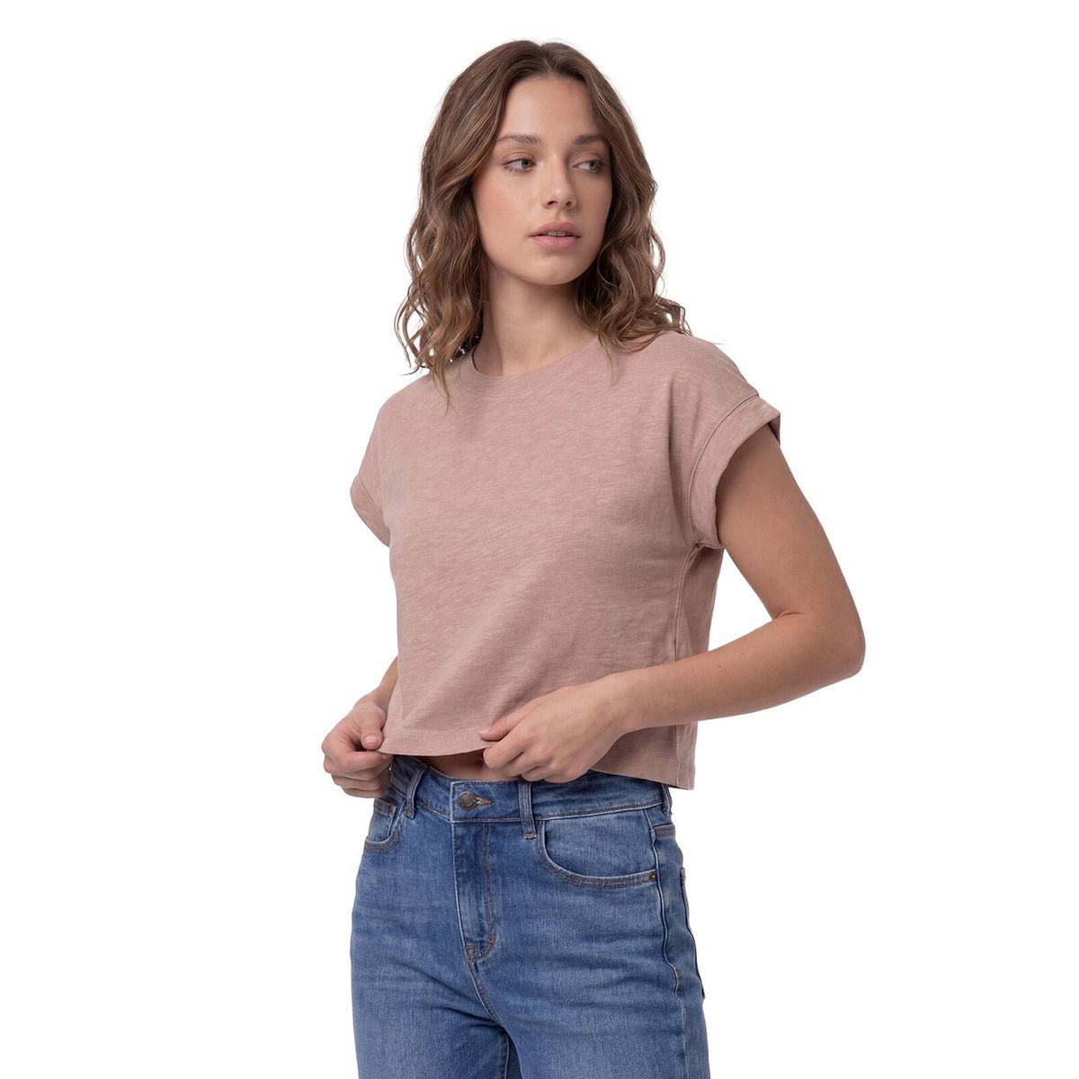 CAT - Polera Mujer Slub Knit Fashion Rosa Pálido CAT