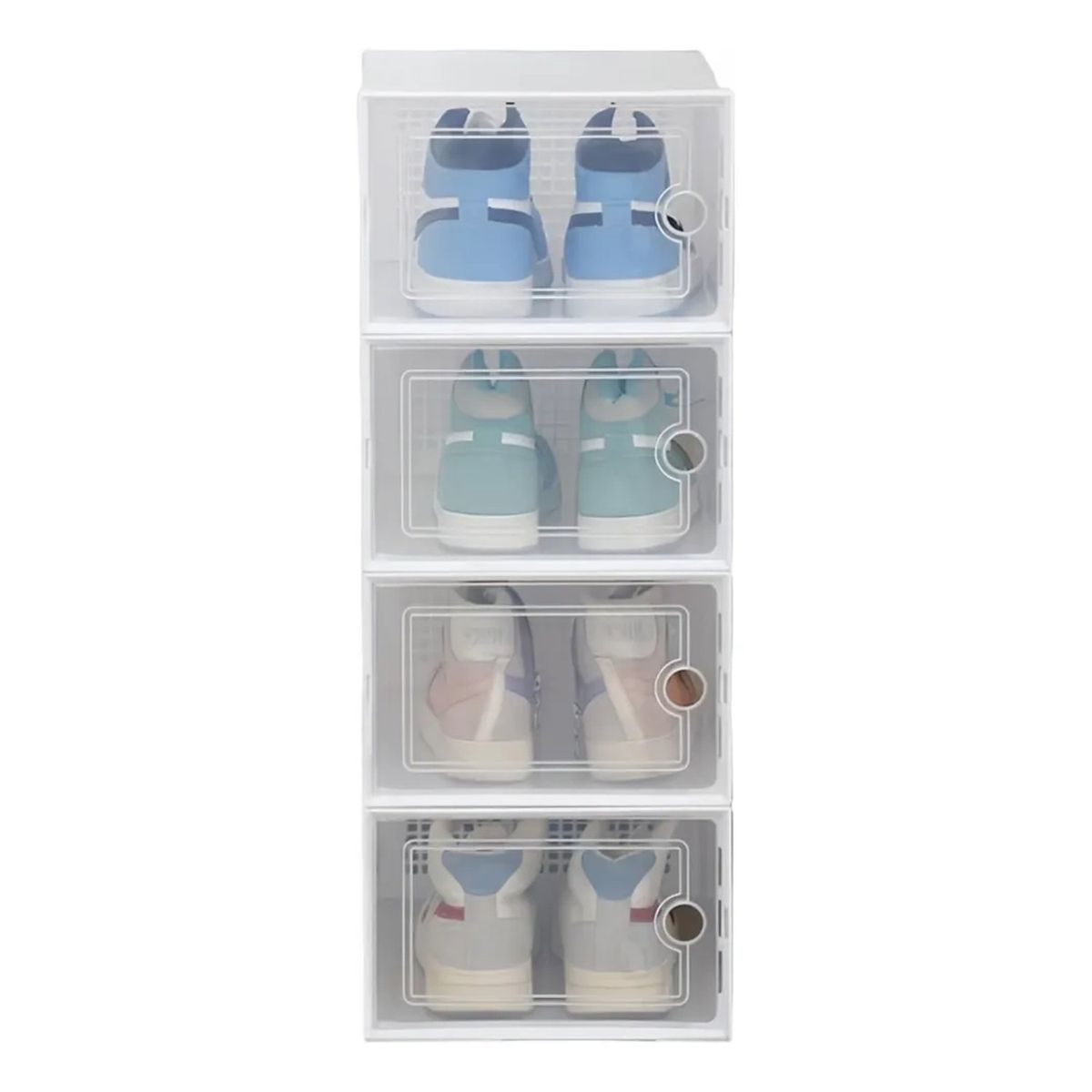 GENERICO - Organizador de Zapatos Apilable Transparente Plástico 4 Unidades