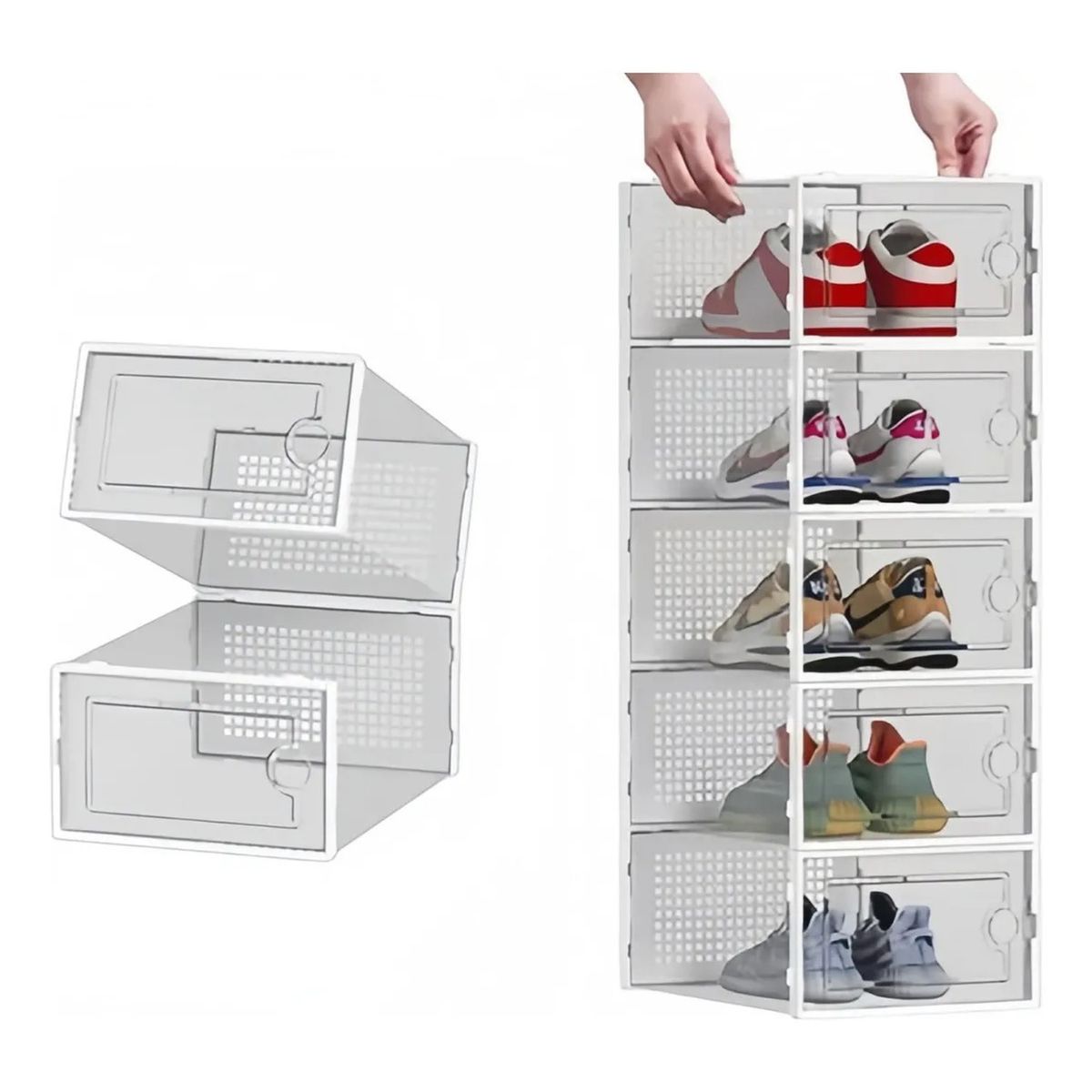 GENERICO - Organizador de Zapatos Apilable Transparente Plástico 4 Unidades