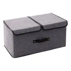 GENERICO - Caja Organizadora Tela Resistente Gris Con Tapa