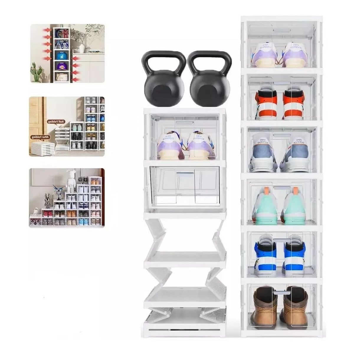 GENERICO - Caja Organizadora de Zapatos Plegable Plástico Transparente Apilable