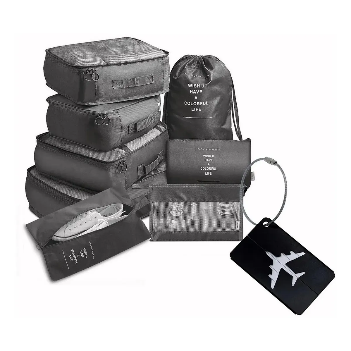 GENERICO - Set de Organizadores de Viaje Impermeables Resistentes Negros