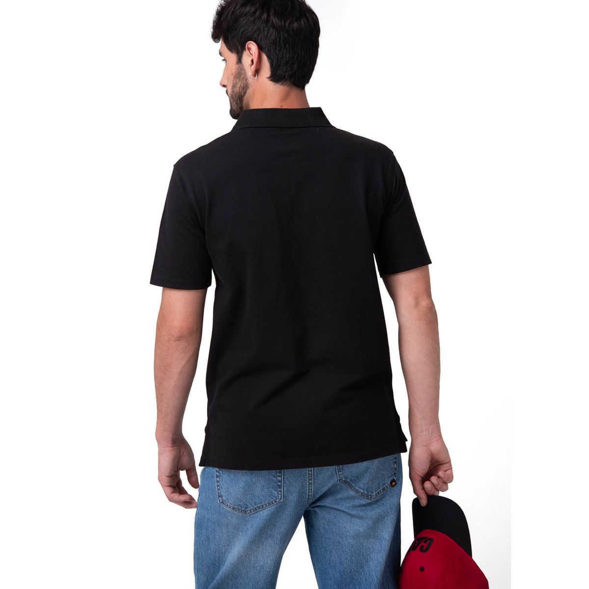 CAT - Polera Pique Manga Corta Logo Negro CAT