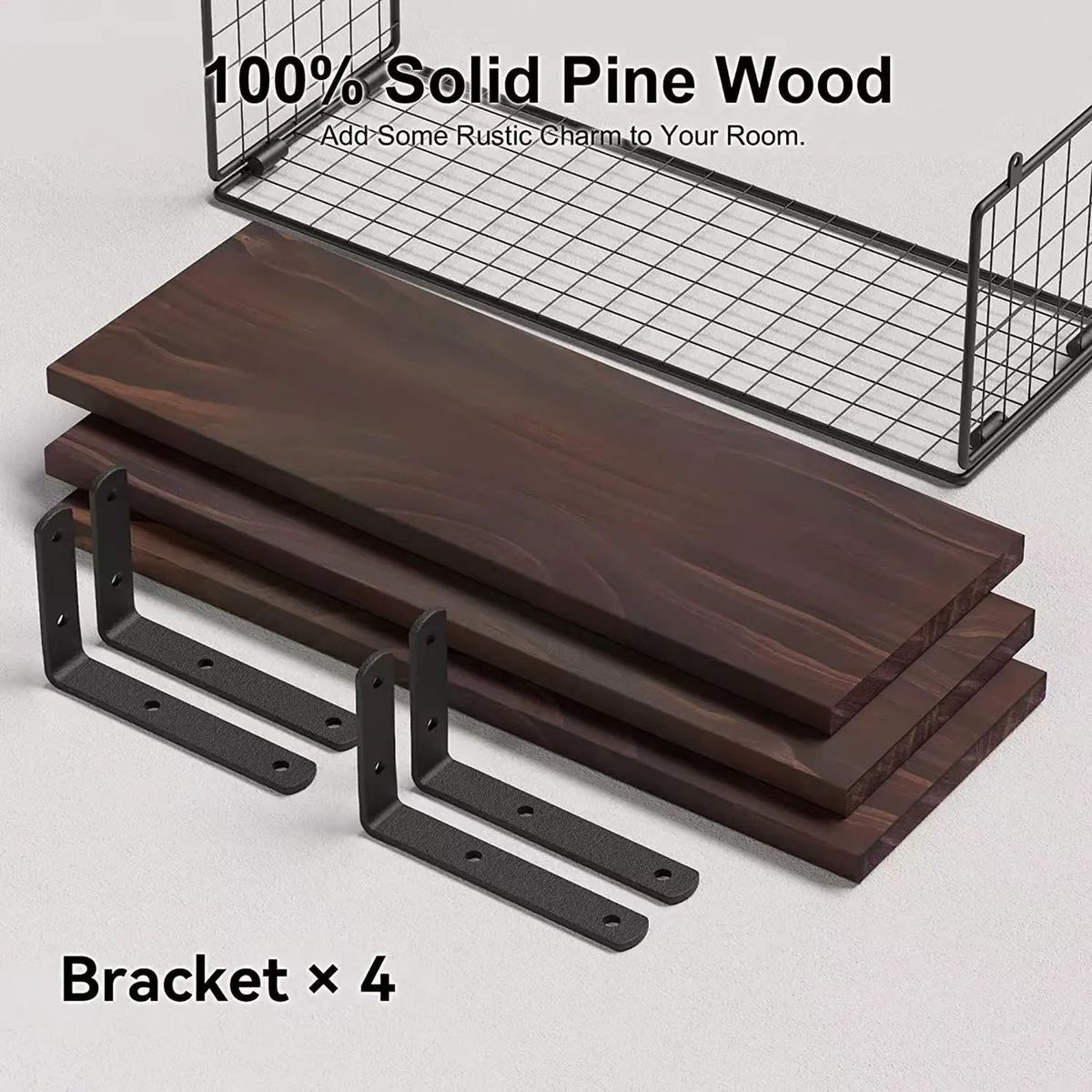 GENERICO - Estantes de Madera de Pino con Soporte Metálico Ajustable - Almacenamiento 2-en-1