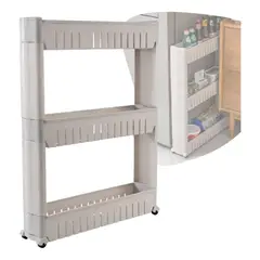 GENERICO - Estantería con Ruedas 3 Niveles Plástico Beige
