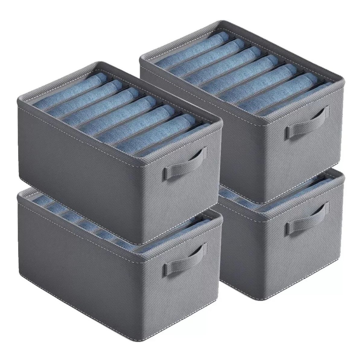 GENERICO - Caja Organizadora Plegable Tela Gris 44x30x20 cm
