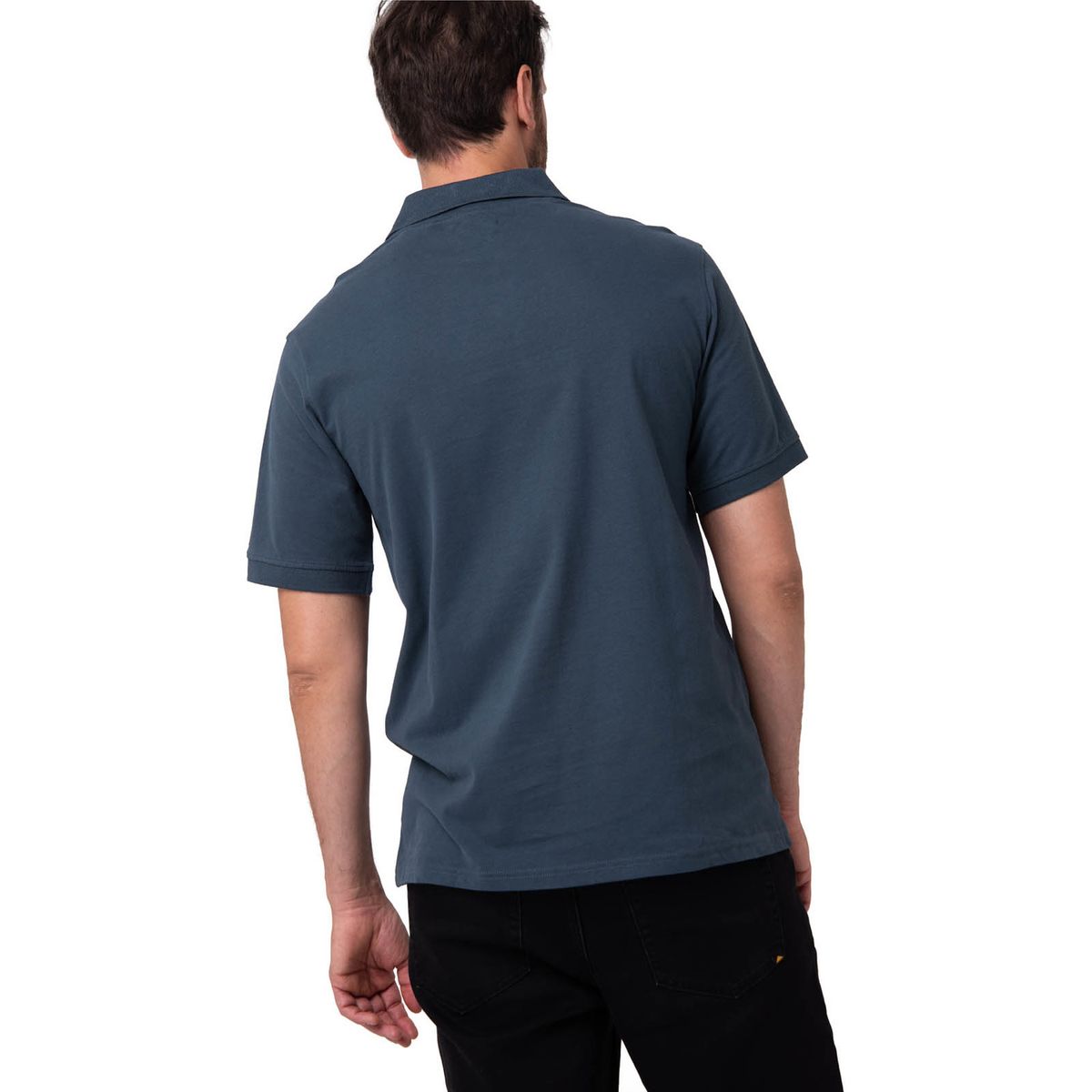 CAT - Polera Pique Manga Corta Logo Jersey Azul CAT