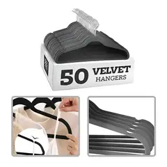 GENERICO - Perchas de Terciopelo Antideslizantes Pack 50 Color Gris