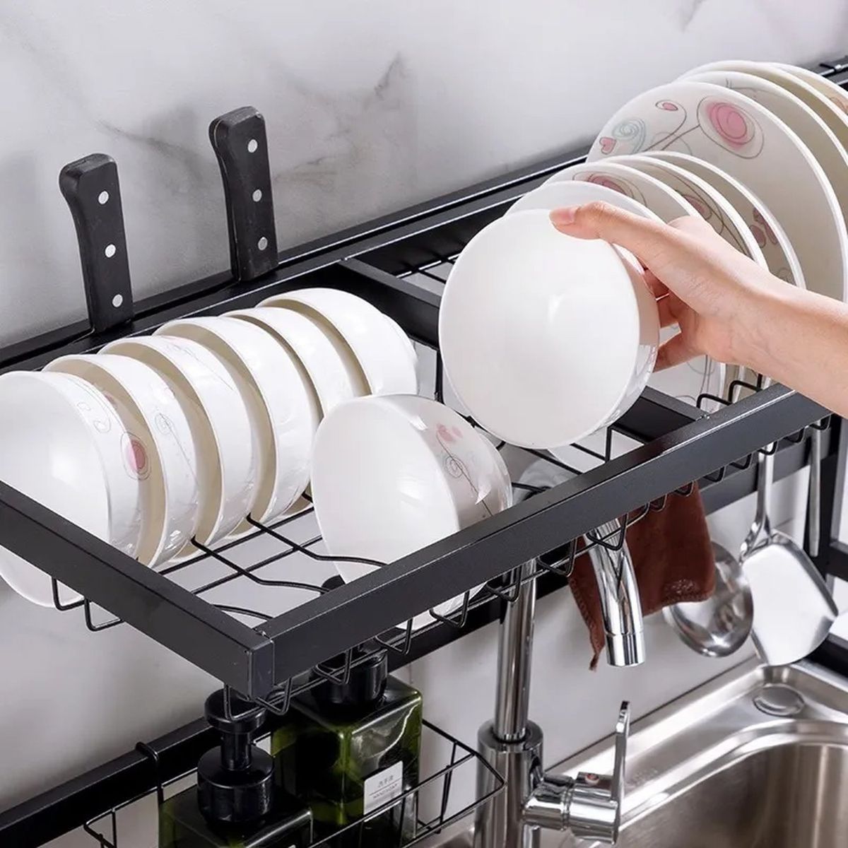 GENERICO - Escurridor de Platos Sobre Fregadero Metálico Ajustable 65cm