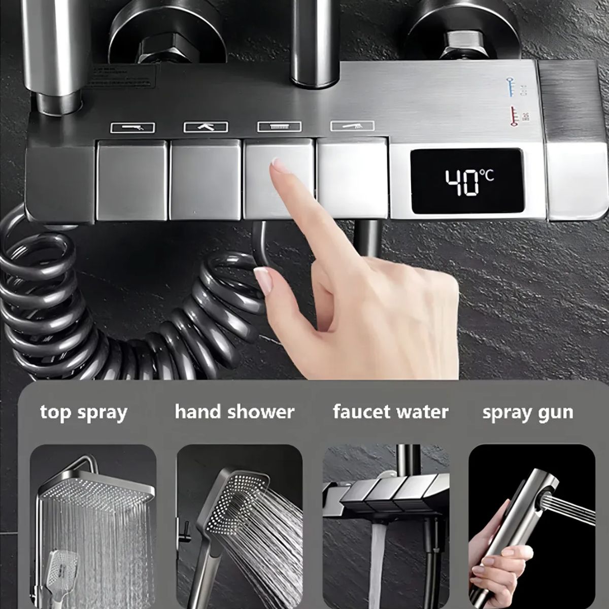 GENERICO - Ducha Columna Moderna 4 Funciones Llave Botones Con Pantalla Digital